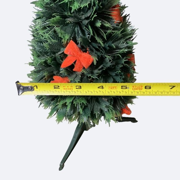 Christmas Tree Table Top Use Vintage Hong Kong Flocked Red Birds and Bows - Picture 7 of 12